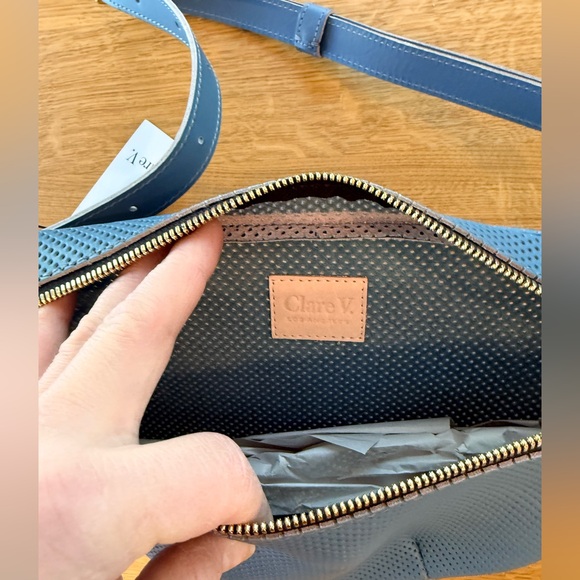 Clare V Desert Blue Perforated Grande Fanny NWT - Picture 5 of 9